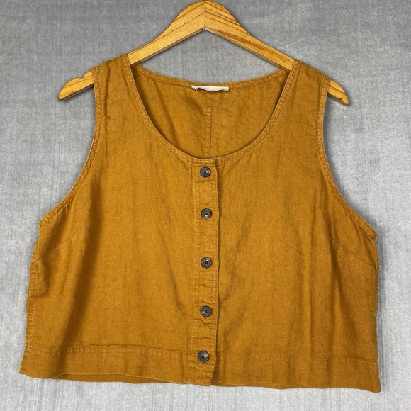 Everlane Tops - Everlane Womens Tank 16 100% Linen Button Front Crop Top Boho Coastal Hippie